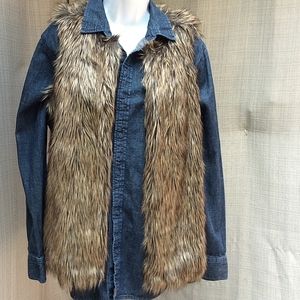 Faux Fur and Leather Vest